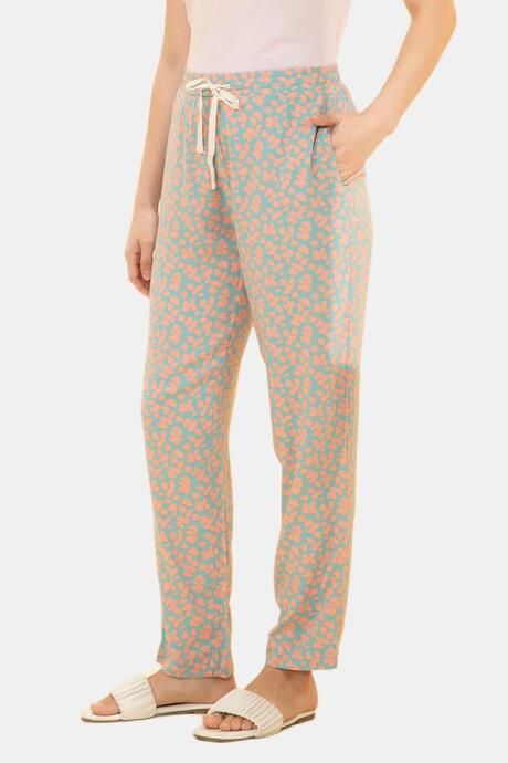 Amante Full Length Pyjama Bottom - Peach Leaf Print — image 2